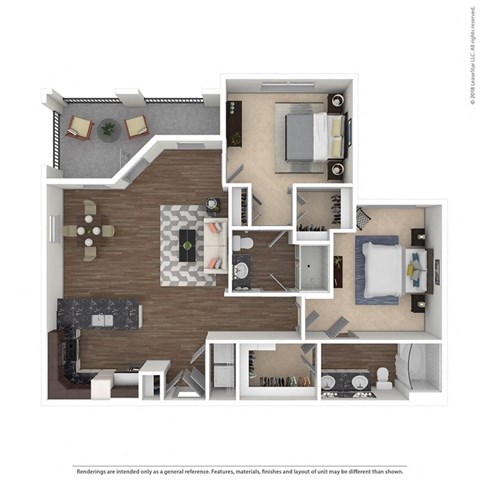 Floor plan for 2 beds, 2 baths, 1200 sqft